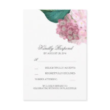 Pink Hydrangea Floral Wedding RSVP Cards
