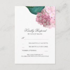 Pink Hydrangea Floral Wedding RSVP Cards Karte