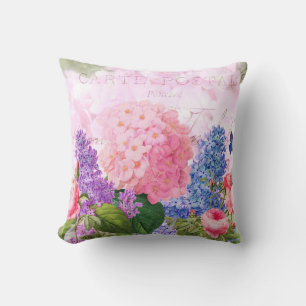 Pink Hydrangea French Accent Throw Kissen