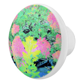 Pink Hydrangea Garden mit gelben Folies Keramikknauf