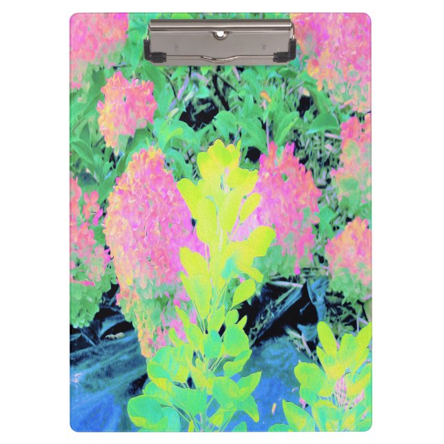 Pink Hydrangea Garden mit gelben Folies Klemmbrett (Vorderseite)