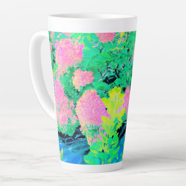 Pink Hydrangea Garden mit gelben Folies Milchtasse (Linke Ecke)