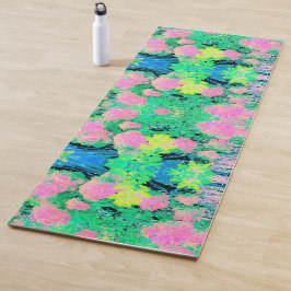 Pink Hydrangea Garden mit gelben Folies Yogamatte