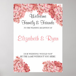 Pink Hydrangea, individuelles Hochzeitswillkommenp Poster