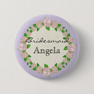 Pink Hydrangea Lace Floral Formal Bridesmaid Abzei Button