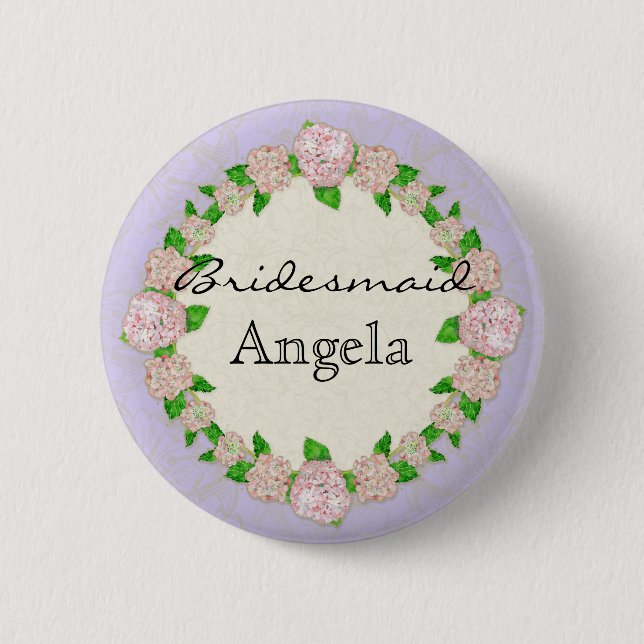 Pink Hydrangea Lace Floral Formal Bridesmaid Abzei Button (Vorderseite)