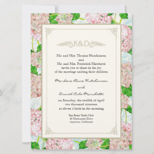Pink Hydrangea Lace Floral Formal Elegante Hochzei Einladung