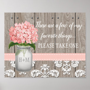 Pink Hydrangea Mason Jar Bitte nehmen Sie einen Ge Poster