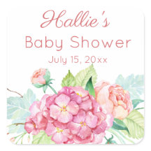 Pink Hydrangea & Peony Baby Dusche Vielen Dank