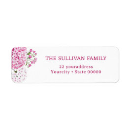 Pink hydrangea return address label