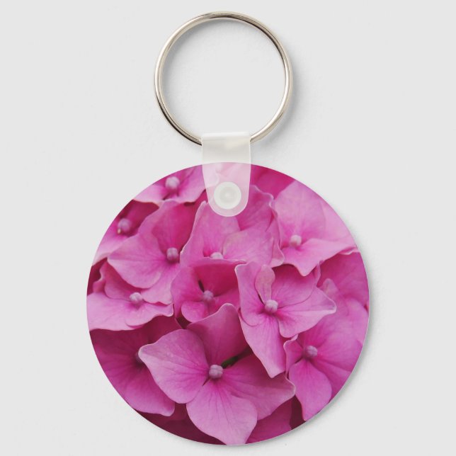 Pink Hydrangea Schlüsselring Schlüsselanhänger (Vorderseite)