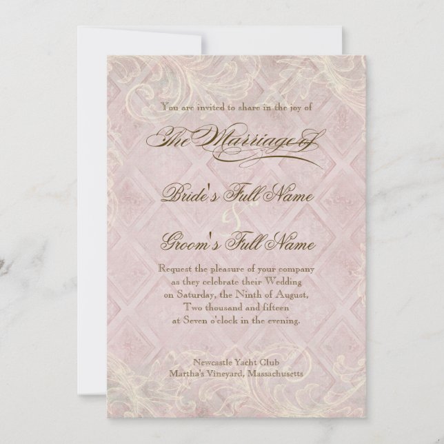 Pink Hydrangea Swirl - Einladung zur Hochzeit (Vorderseite)