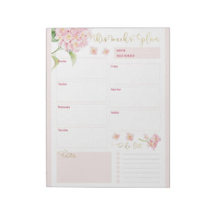 Pink Hydrangea Tagesplaner Notizblock
