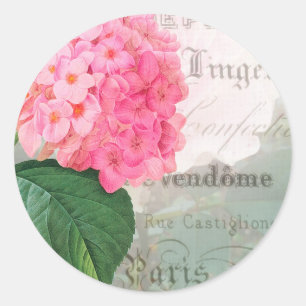 Pink-Hydrangea-Umschlag-Aufkleber Runder Aufkleber