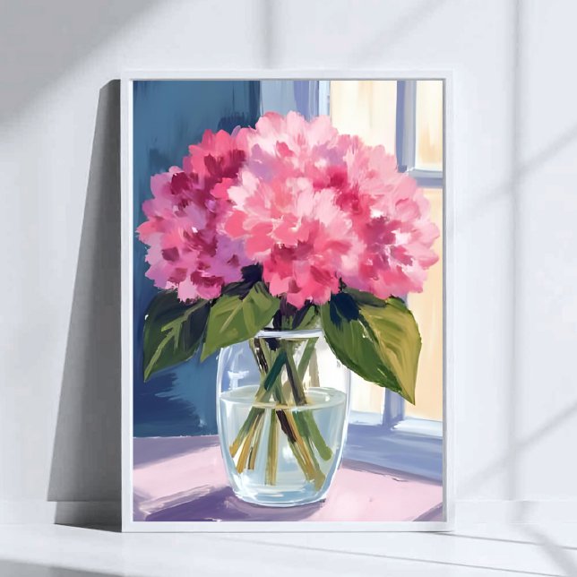Pink Hydrangea Vase Flower Bouquet Watercolor Poster (Von Creator hochgeladen)