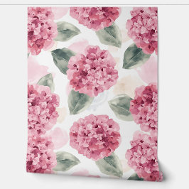 Pink Hydrangea Watercolor Botanical Floral Pattern Tapete