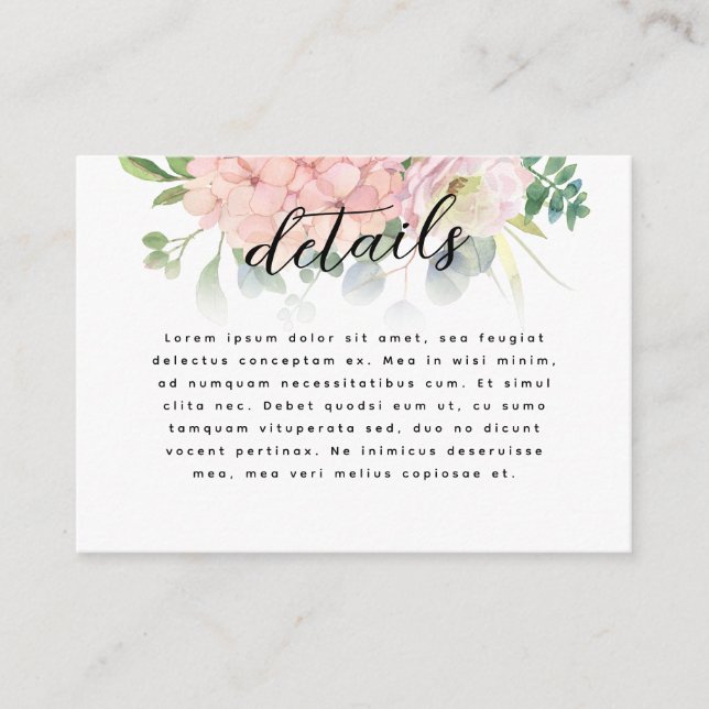 Pink Hydrangea Wedding Begleitkarte (Vorderseite)