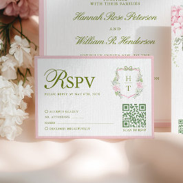 Pink Hydrangea Wedding RSVP Card Karte