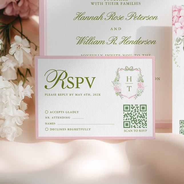 Pink Hydrangea Wedding RSVP Card Karte (Von Creator hochgeladen)