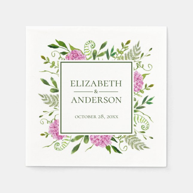 Pink Hydrangea Wedding Serviette (Vorderseite)