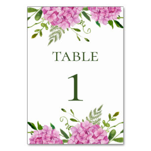Pink Hydrangea Wedding Tischnummer