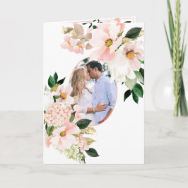 Pink Hydrangea White Tulips Foto Boho Wedding Einladung