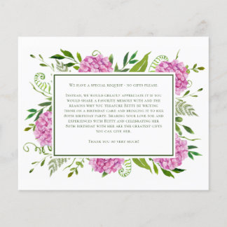 Pink Hydrangeas 80th Birthday Card Request