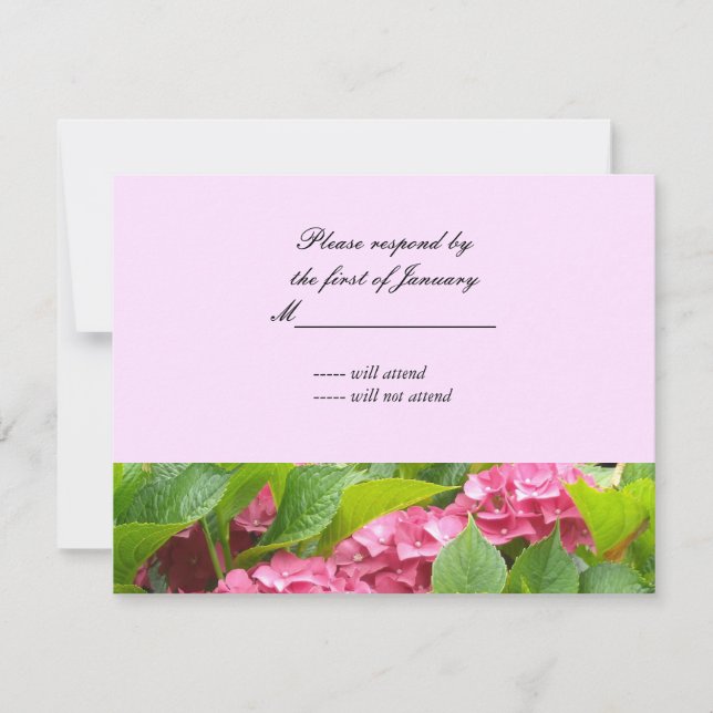 Pink-Hydrangeas-Antwortkarte RSVP Karte (Vorderseite)