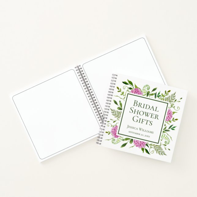 Pink Hydrangeas Brautparty Geschenke Notebook Notizbuch (Innenseite)