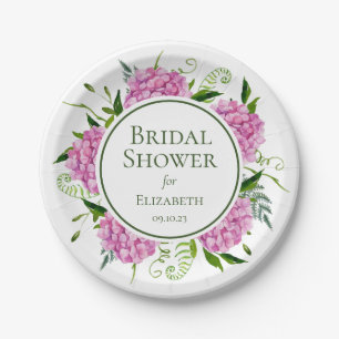 Pink Hydrangeas-Brautparty Pappteller