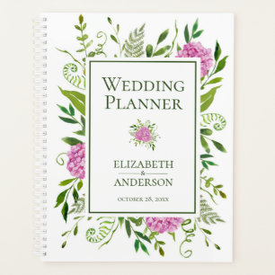 Pink Hydrangeas Floral Watercolor Hochzeit Planer