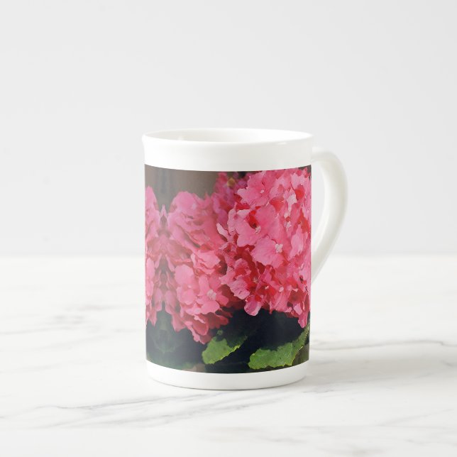 Pink Hydrangeas Prozellantasse (Vorderseite Rechts)