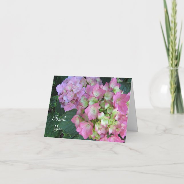 Pink Hydrangeas Vielen Dank Dankeskarte (Vorderseite)