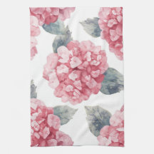 Pink Hydrangeas Watercolor Floral Blooms Painting