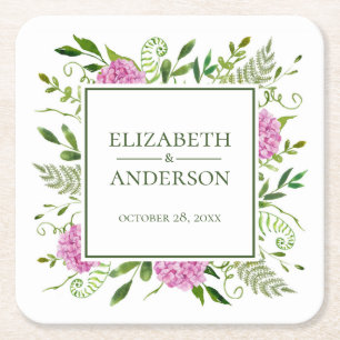 Pink Hydrangeas Wedding Rechteckiger Pappuntersetzer