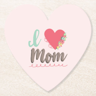Pink I Liebe Mama Herz Untersetzer