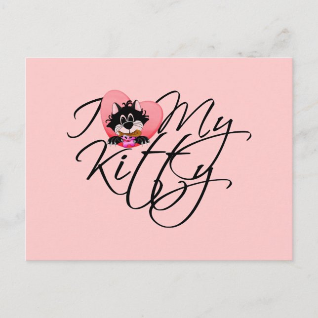 Pink I Liebe My Kitty - Hemden und Geschenke Postkarte (Vorderseite)
