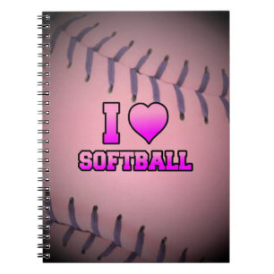 Pink I Liebe Softball Notizblock