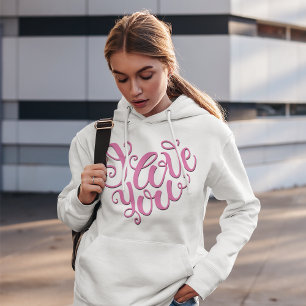 Pink I Liebe You Hoodie