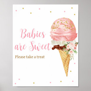 Pink Ice Cream Baby Dusche Babys sind süß Poster