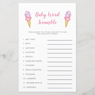 Pink Ice Cream Baby Word Scramspiel