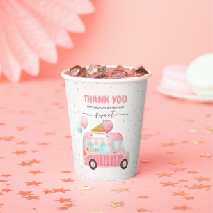 Pink Ice Cream Truck Hier ist der Scoop Geburtstag Pappbecher