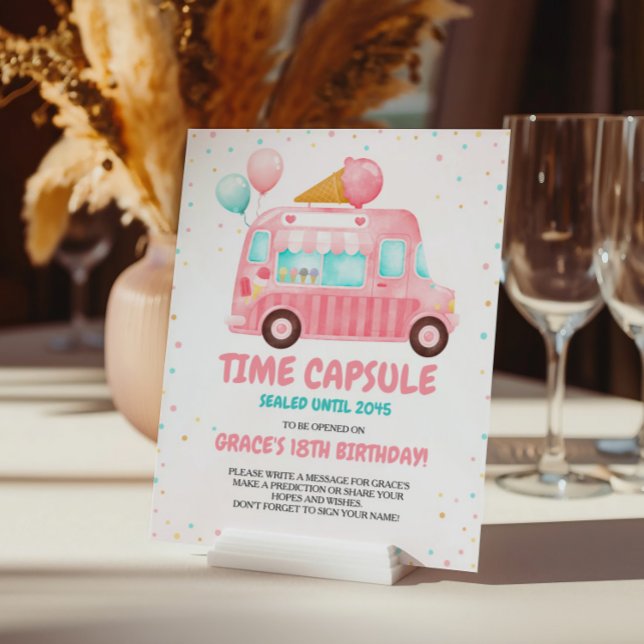 Pink Ice Cream Truck Time Kapselunterschrift Sockelschild (Von Creator hochgeladen)