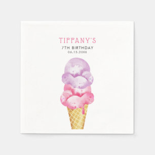 Pink Ice Creme Cone Geburtstagsparty Serviette
