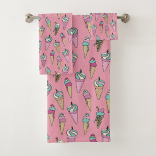 Pink Ice Creme Cone Gift Muster Badhandtuch Set