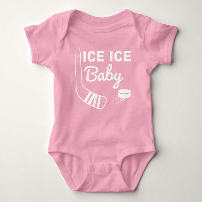 Pink Ice Ice Baby Hockey Baby Bodysuit Baby Strampler (Vorderseite)