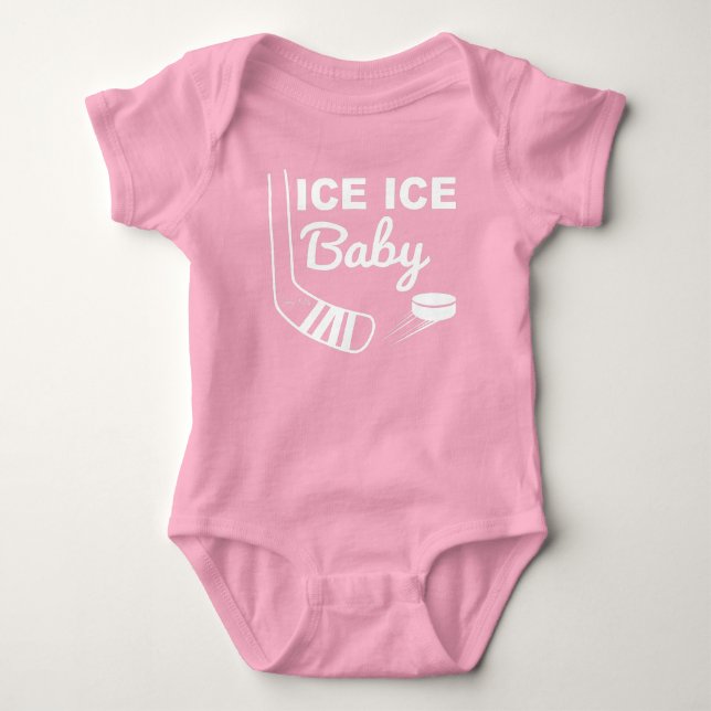 Pink Ice Ice Baby Hockey Baby Bodysuit Strampler (Vorderseite)