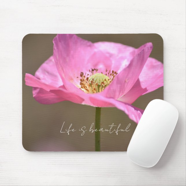 Pink Iceland Poppy Flower (photography by me) Mousepad (Mit Mouse)