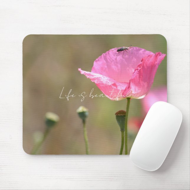 Pink Iceland Poppy Flower (photography by me) Mousepad (Mit Mouse)