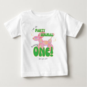 Pink ich bin das Party Balloon Tier 1. Geburtstag Baby T-shirt